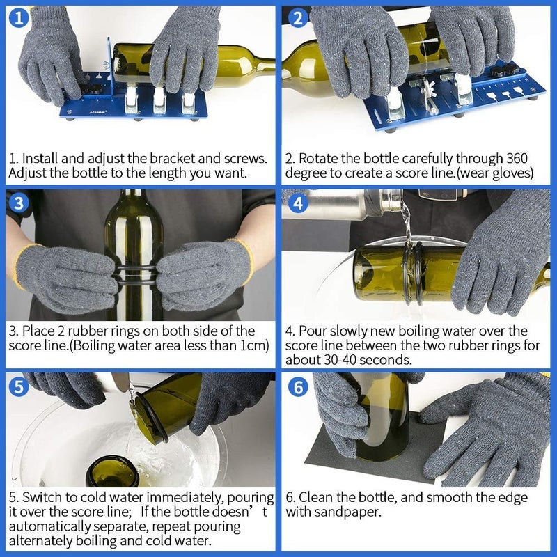 AZSSMUK Glass Bottle Cutter Upgraded Bottle Cutting Machine for Cutting Round, Oval Bottles, Home Craft DIY Glass Cutter Bundle Tools for Cutting Wine, Beer, Whiskey, Champagne - Complete Accessories Tool Kit - Image 3